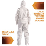 A50 Breathable Splash and Particle Protection Overalls, White, X-Large, 25/Carton
