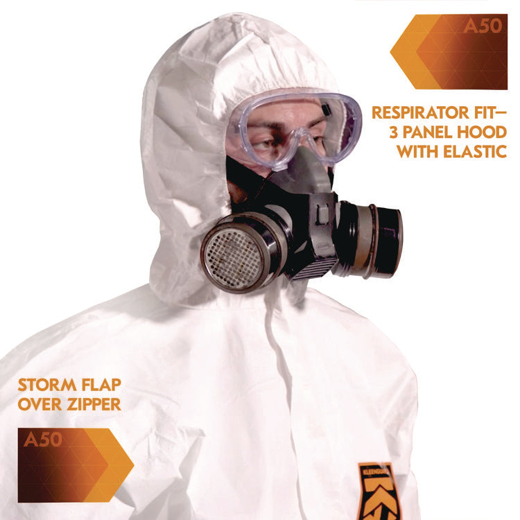 A50 Breathable Splash and Particle Protection Overalls, White, X-Large, 25/Carton
