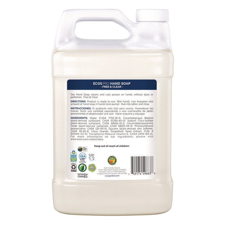 Liquid Hand Soap, Free and Clear, 1 gal, 4/Carton