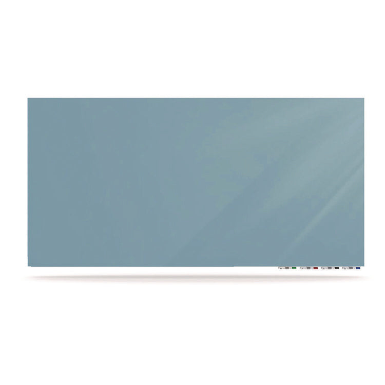 Aria Low-Profile Frameless Magnetic Glassboard, 36" x 24", Denim Blue Surface