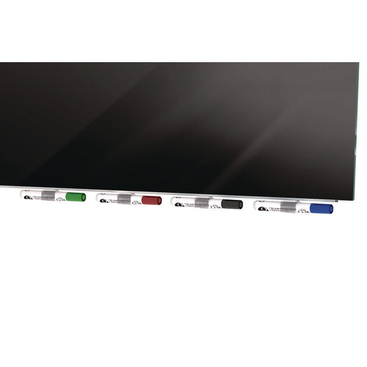 Aria Low-Profile Frameless Magnetic Glassboard, 48" x 36", Black Surface