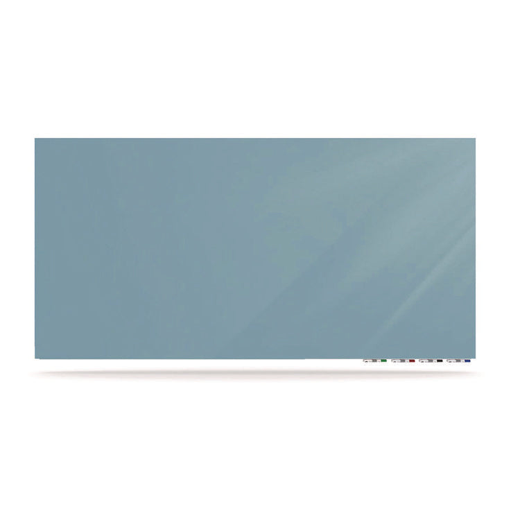 Aria Low-Profile Frameless Magnetic Glassboard, 48" x 36", Denim Blue Surface