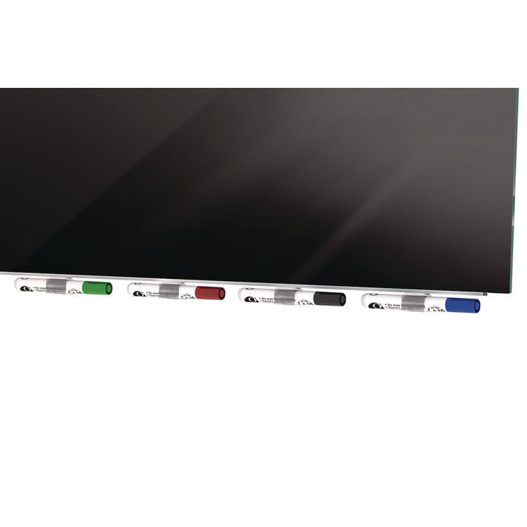 Aria Low-Profile Frameless Magnetic Glassboard, 60" x 36", Black Surface