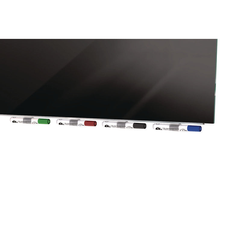 Aria Low-Profile Frameless Magnetic Glassboard, 72" x 48", Black Surface