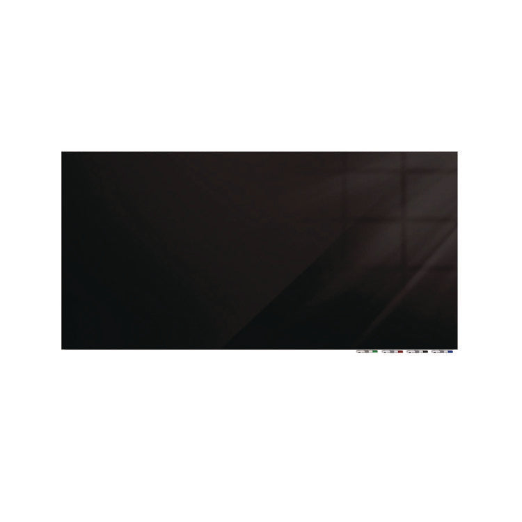 Aria Low-Profile Frameless Magnetic Glassboard, 72" x 48", Black Surface