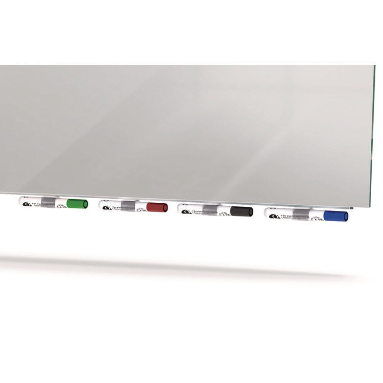 Aria Low-Profile Frameless Magnetic Glassboard, 72" x 48", Gray Surface
