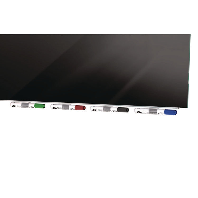 Aria Low-Profile Frameless Magnetic Glassboard, 120" x 48", Black Surface