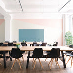 Aria Low-Profile Frameless Magnetic Glassboard, 60" x 36", Denim Blue Surface