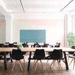 Aria Low-Profile Frameless Magnetic Glassboard, 72" x 48", Denim Blue Surface
