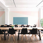 Aria Low-Profile Frameless Magnetic Glassboard, 96" x 48", Denim Blue Surface