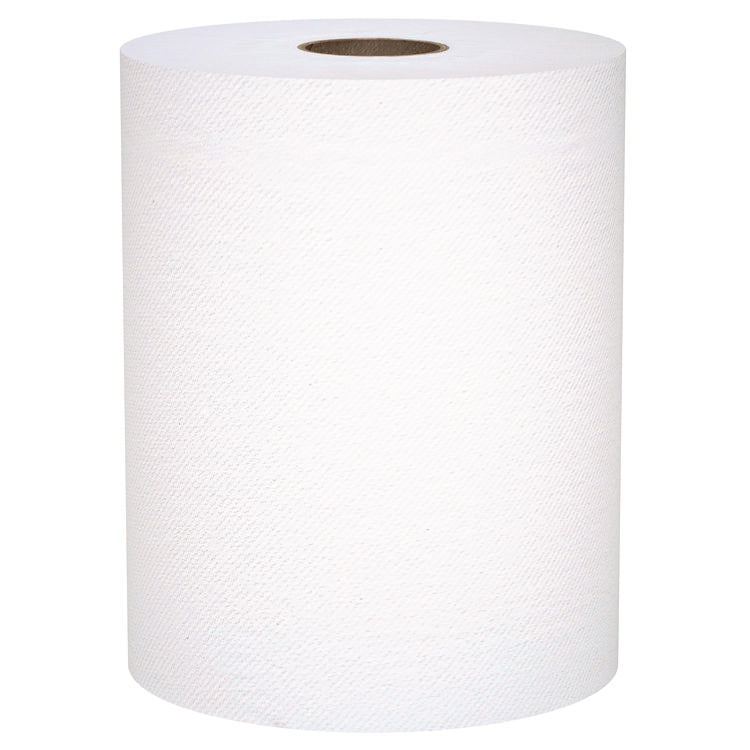 Universal 100% Recycled Fiber Hard Roll Paper Towels, 1-Ply, 8" x 800 ft, White, 6 Rolls/Carton