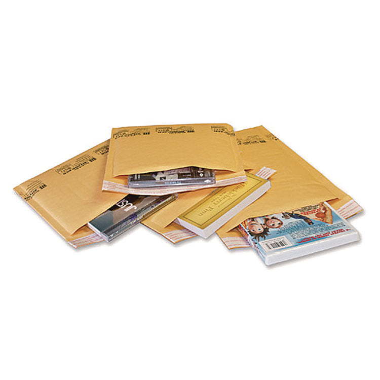 Jiffylite Self-Seal Bubble Mailer, #00, Barrier Bubble Air Cell Cushion, Self-Adhesive Closure, 5 x 10, Brown Kraft, 250/CT