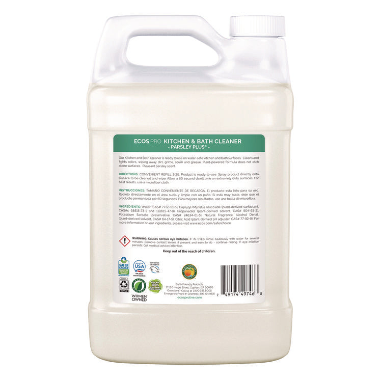 Parsley Plus All-Purpose Kitchen and Bathroom Cleaner, Herbal Scent, 1 gal Bottle, 4/Carton