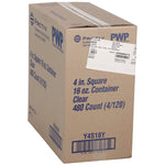 PET Square Container, 16 oz, 4 x 4 x 3, Clear, Plastic, 480/Carton