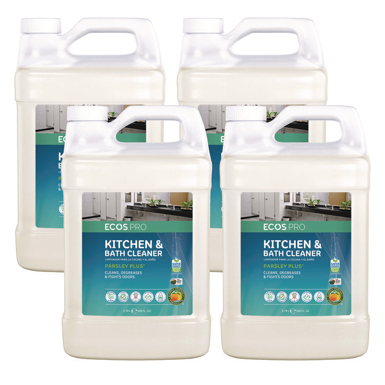 Parsley Plus All-Purpose Kitchen and Bathroom Cleaner, Herbal Scent, 1 gal Bottle, 4/Carton