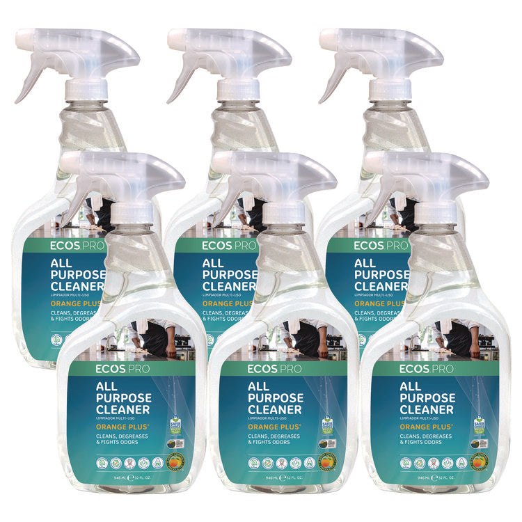 Orange Plus All-Purpose Cleaner and Degreaser, Citrus Scent, 32 oz Spray Bottle, 6/Carton