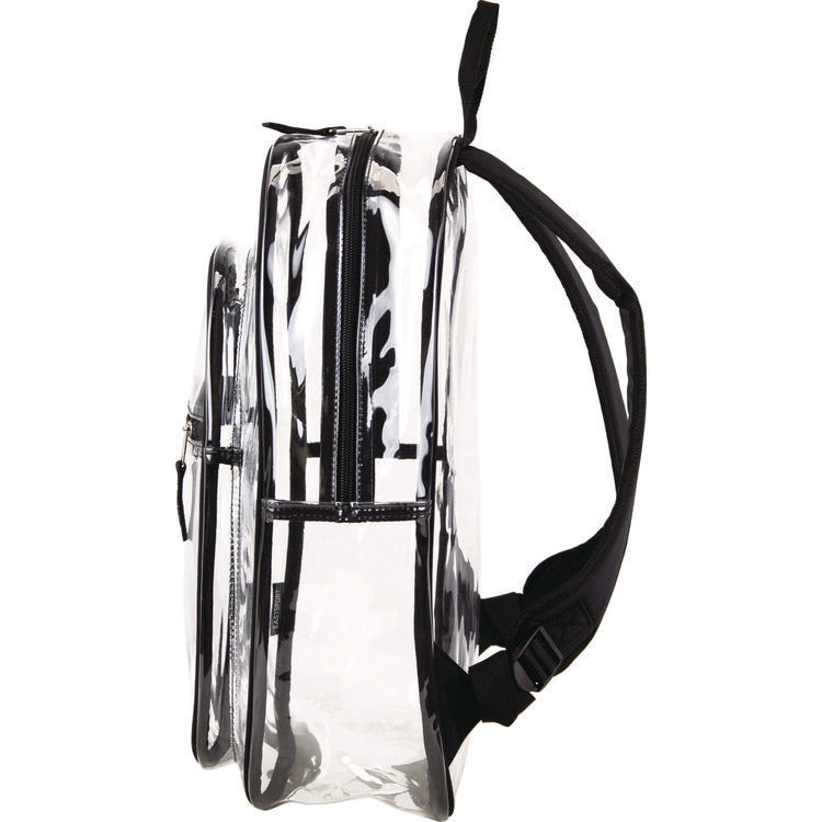 Clear with Color Trim Backpack, 11.5" x 5" x 16.5", Clear/Black