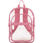 Clear with Color Trim Backpack, 11.5" x 5" x 16.5", Clear/Pink