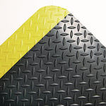 Industrial Deck Plate Anti-Fatigue Mat, Vinyl, 24 X 36, Black/yellow Border