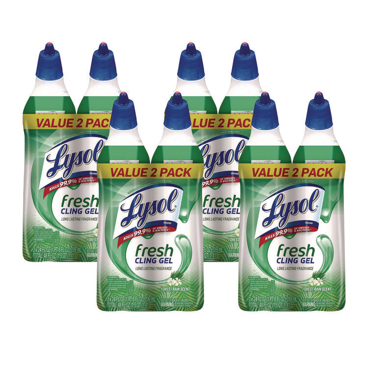 Cling and Fresh Toilet Bowl Cleaner, Forest Rain Scent, 24 oz, 2/Pack, 4 Packs/Carton