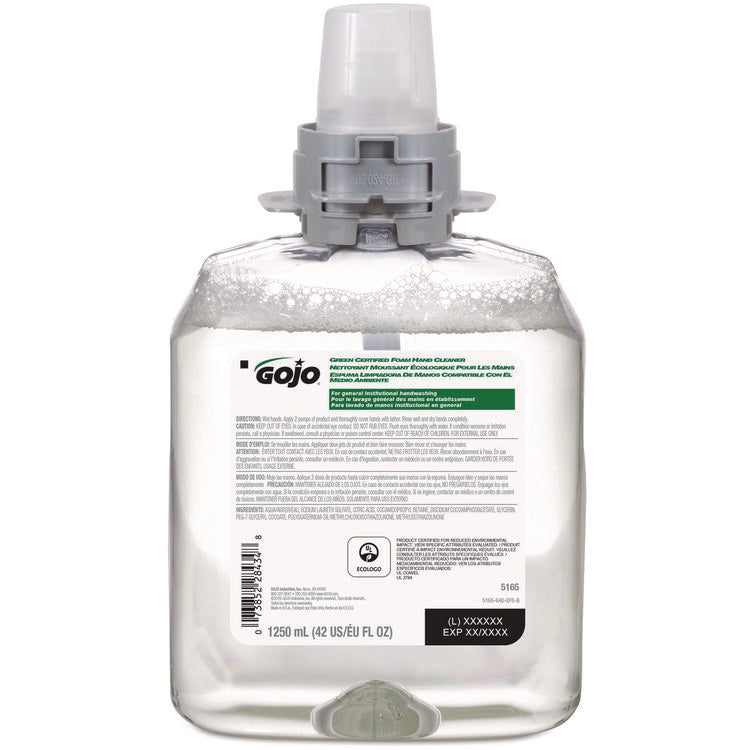 Green Certified Foam Hand Cleaner Refill, Unscented, 1,250 mL, 4/Carton