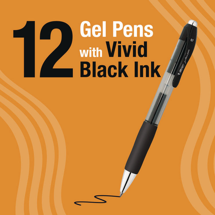 Gel-ocity Pro Quick Dry Gel Pen, Retractable, Medium 0.7 mm, Black Ink, Black/Clear Barrel, 12/Pack