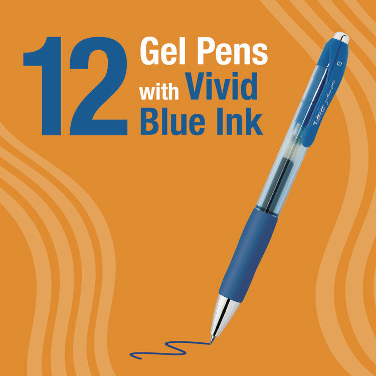Gel-ocity Pro Quick Dry Gel Pen, Retractable, Medium 0.7 mm, Blue Ink, Blue/Clear Barrel, 12/Pack