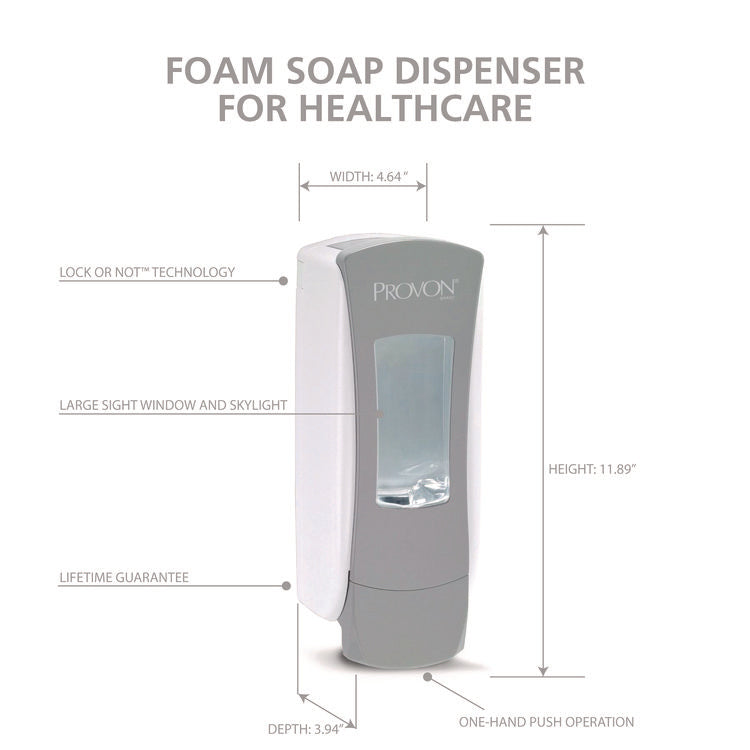 ADX-12 Dispenser, 1,250 mL, 4.64 x 3.94 x 11.89, Gray/White, 6/Carton
