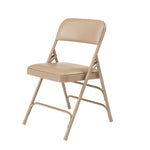 1300 Series Premium Vinyl Upholstered Triple Brace Double Hinge Folding Chair, Supports 500 lb, Beige Seat/Back/Base, 4/Pack