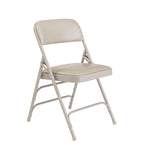 1300 Series Premium Vinyl Upholstered Triple Brace Double Hinge Folding Chair, Supports 500 lb, Gray Seat/Back/Base, 4/Pack