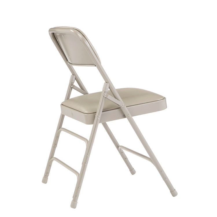 1300 Series Premium Vinyl Upholstered Triple Brace Double Hinge Folding Chair, Supports 500 lb, Gray Seat/Back/Base, 4/Pack