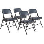 1300 Series Premium Vinyl Upholstered Triple Brace Double Hinge Folding Chair, Supports 500 lb, Blue Seat/Back/Base, 4/Pack