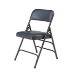 1300 Series Premium Vinyl Upholstered Triple Brace Double Hinge Folding Chair, Supports 500 lb, Blue Seat/Back/Base, 4/Pack
