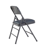1300 Series Premium Vinyl Upholstered Triple Brace Double Hinge Folding Chair, Supports 500 lb, Blue Seat/Back/Base, 4/Pack
