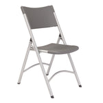 600 Series Heavy Duty Plastic Folding Chair, Supports Up to 500 lb, 18" Seat Height, Gray Seat/Back, Silver Base, 4/Pack