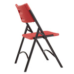 600 Series Heavy Duty Plastic Folding Chair, Supports Up to 500 lb, 18" Seat Height, Red Seat/Back, Black Base, 4/Pack