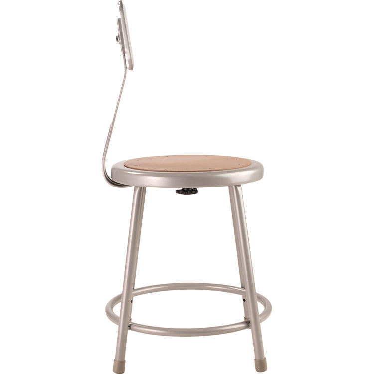6200 Series Heavy Duty Steel Stool With Backrest, Supports Up to 500 lb, 18" Seat Height, Brown Seat, Gray Back/Base