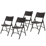 600 Series Heavy Duty Plastic Folding Chair, Supports Up to 500 lb, 18" Seat Height, Black Seat/Back/Base, 4/Pack