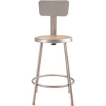 6200 Series Heavy Duty Steel Stool With Backrest, Supports Up to 500 lb, 24" Seat Height, Brown Seat, Gray Back/Base