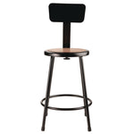 6200 Series Heavy Duty Steel Stool With Backrest, Supports Up to 500 lb, 24" Seat Height, Brown Seat, Black Back/Base