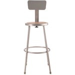 6200 Series Heavy Duty Steel Stool With Backrest, Supports Up to 500 lb, 30" Seat Height, Brown Seat, Gray Back/Base