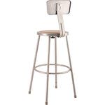 6200 Series Heavy Duty Steel Stool With Backrest, Supports Up to 500 lb, 30" Seat Height, Brown Seat, Gray Back/Base