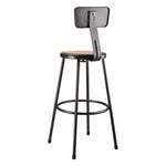 6200 Series Heavy Duty Steel Stool With Backrest, Supports Up to 500 lb, 30" Seat Height, Brown Seat, Black Back/Base