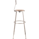 6200 Series Height Adjustable Heavy Duty Steel Stool With Backrest, 32" to 39" Seat Height, Brown Seat, Gray Back/Base