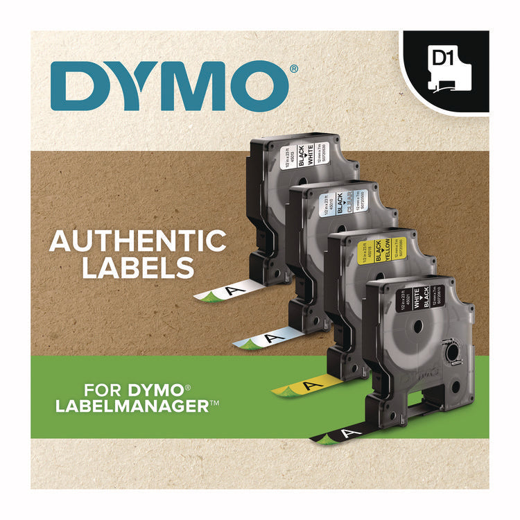D1 Standard Labels, 0.50" x 23 ft, Black Print on Clear Tape