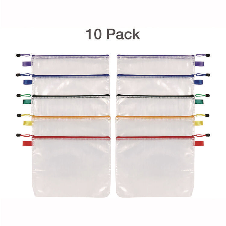 Poly Travel Pouch Set, 13.19" x 10.44", Assorted Colors, 10/Pack