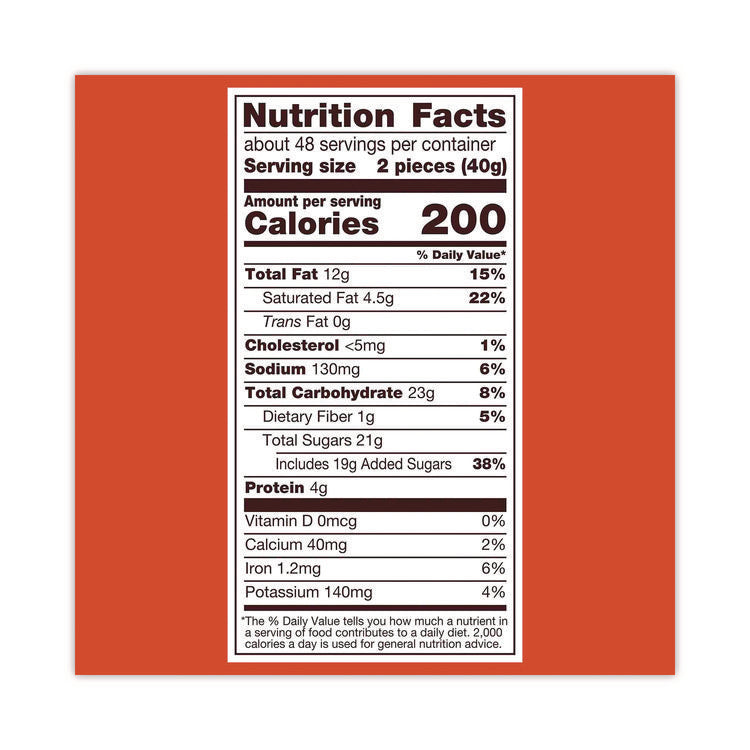 Peanut Butter Cups Bar, Full Size, 1.5 oz Bar, 2 Cups/Bar, 36 Bars/Box