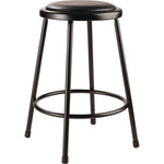 6400 Series Fixed Height Heavy Duty Vinyl Padded Steel Stool, Backless, Supports 500 lb, 24" Seat Height, Black Seat/Base