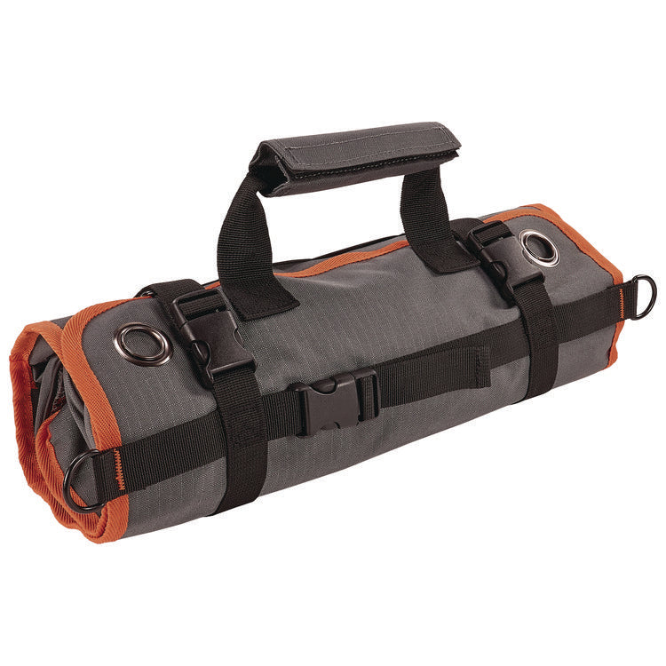 Arsenal 5874 Roll Up Tool Bag with Zipper Pockets, 5 Zippered Pockets, 7 Tool Slots, 1 x 27 x 16, Polyester, Gray