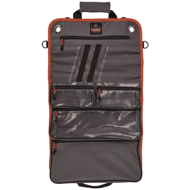Arsenal 5874 Roll Up Tool Bag with Zipper Pockets, 5 Zippered Pockets, 7 Tool Slots, 1 x 27 x 16, Polyester, Gray